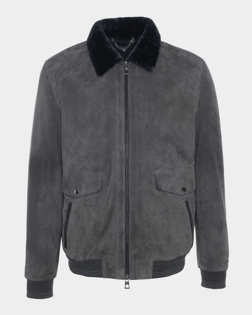 Men's Suede Jacket With Select Shearling Lamb Linin